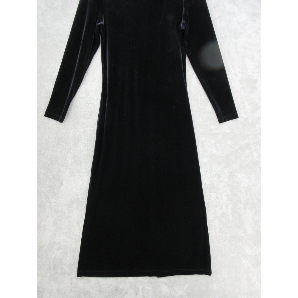Vintage Express Dress Womens Size 6 Tricot Velvet Mock Maxi Stretch 90s Black - Picture 4 of 14